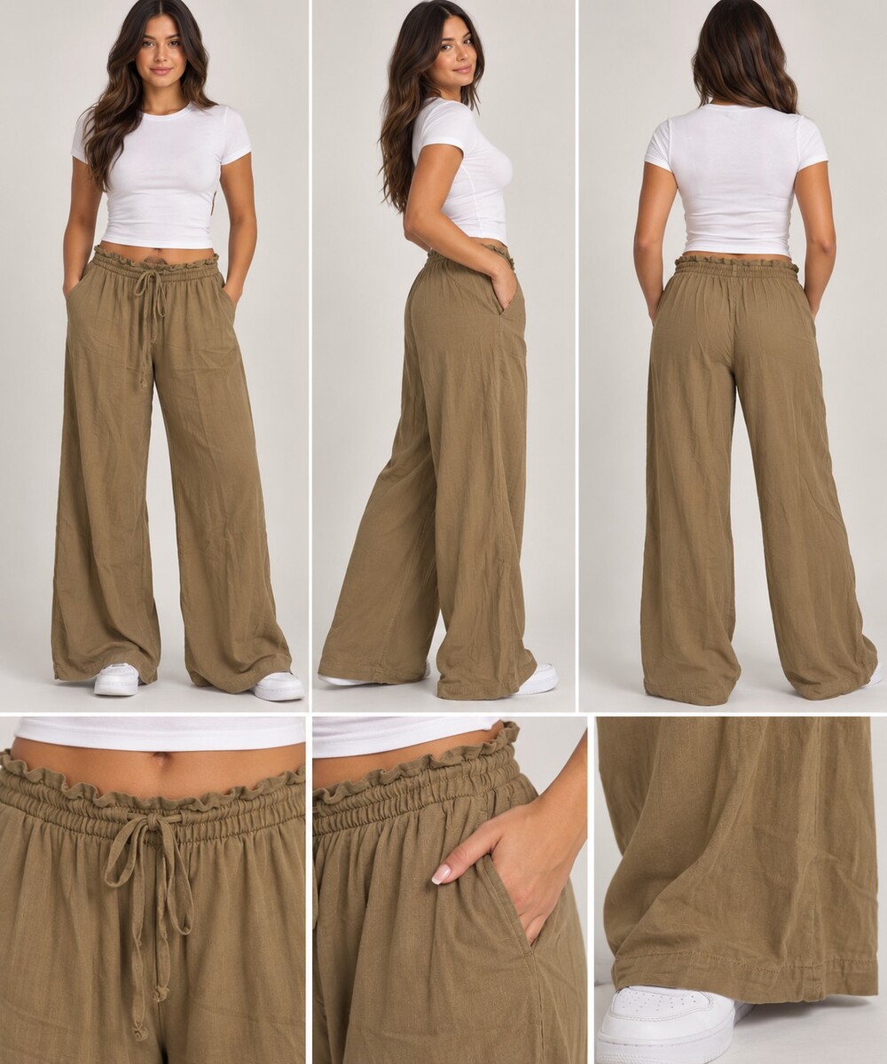 H&M Wide Leg Pants in Brown Size XS
